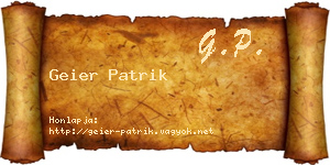 Geier Patrik névjegykártya
